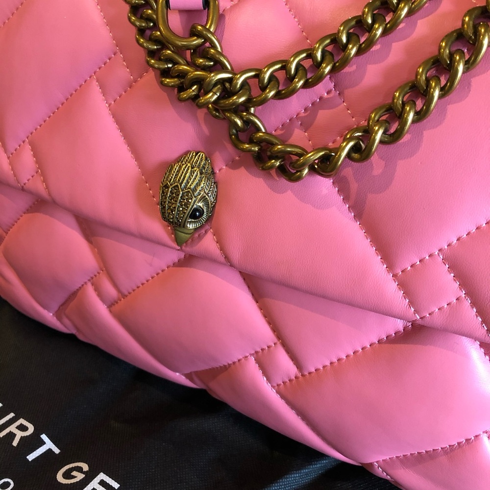Kurt Geiger Pink Quilted Shoulder Bag with Gold Chain